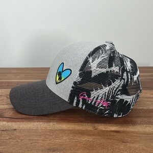 Gray and Black Trucker Hat with Heart Patch